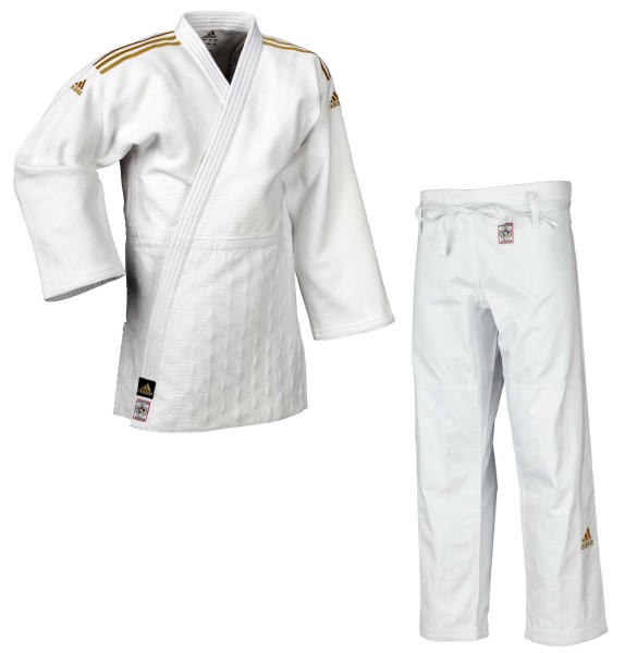 ADIDAS Judo-Anzug "CHAMPION II" IJF, weiß/goldene Streifen