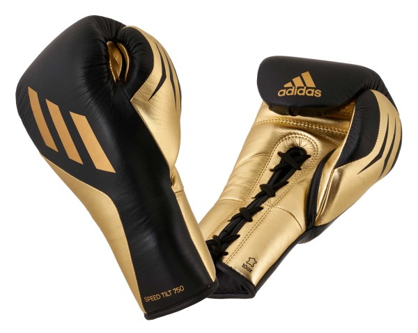 ADIDAS SPEED TILT 750pro Wettkampf Boxhandschuhe Leder schwarz/gold