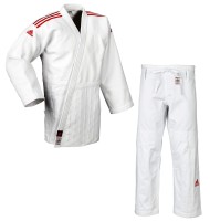 ADIDAS Judo-Anzug "CHAMPION II" IJF, weiß/rote Streifen