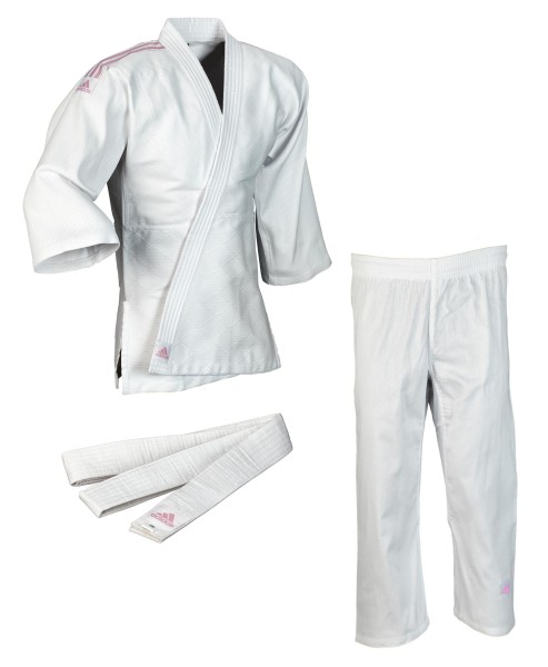 ADIDAS Judo-Anzug J350 "Club" weiß/pinke Streifen