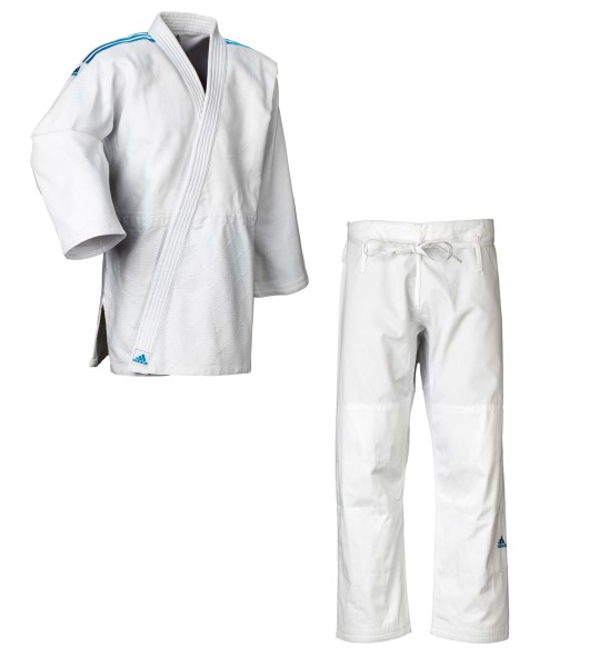 ADIDAS Judo-Anzug J650 "Contest" weiß/blaue Streifen