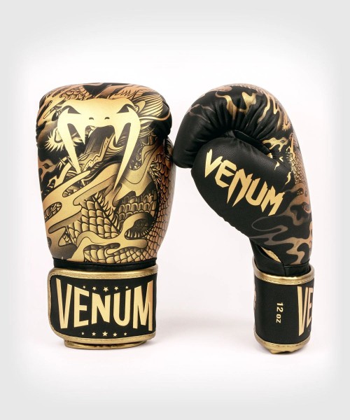 Venum Dragon´s Flight Boxing Gloves black/bronze 10oz