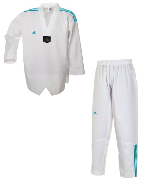 ADIDAS Taekwondo Anzug Adi Club 3 - weißes Revers, blaue Streifen
