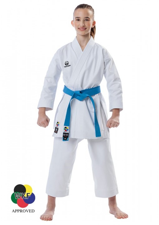 Supera Kinder Karate Anzug weiß Karateanzug mit weißem Gürtel 3 Teiliger Karate Gi mit Karatehose Jacke und Karate Gürtel.
