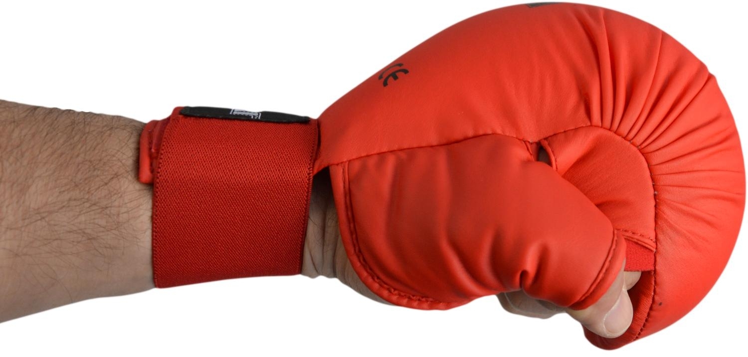Faustschützer rot SMAI WKF Karate Handschutz ohne Daumen Handschuhe 
