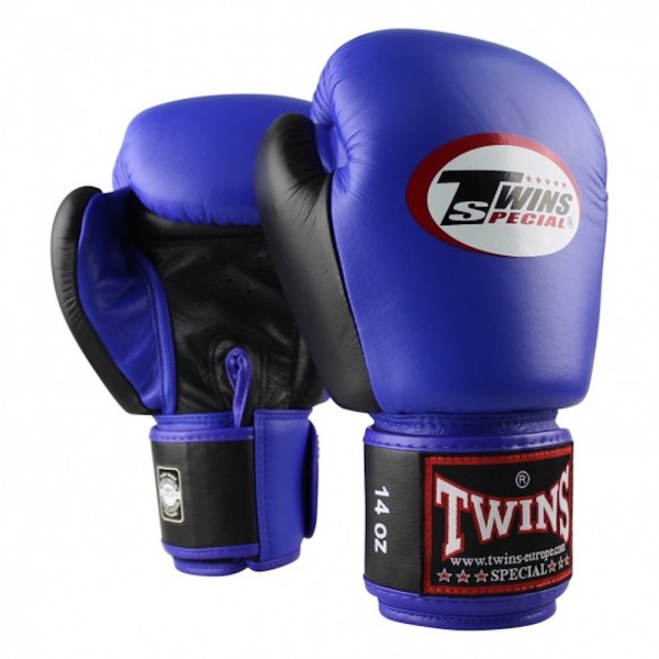 TWINS Boxhandschuhe Muay Thai Leder BGVL-3 blau/schwarz