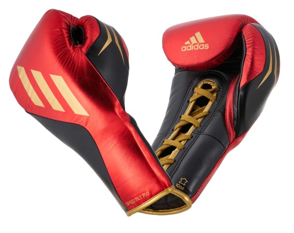 ADIDAS SPEED TILT 750pro Wettkampf Boxhandschuhe Leder schwarz/rot/gold metallic,