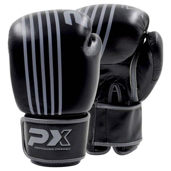 PX Boxhandschuhe schwarz-grau Leder 8oz