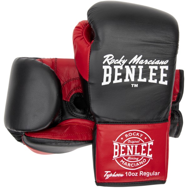BENLEE Wettkampf Boxhandschuhe zum Schnüren TYPHOON Schwarz-Rot
