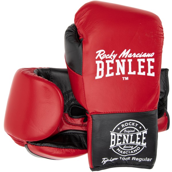 BENLEE Wettkampf Boxhandschuhe zum Schnüren TYPHOON Rot- Schwarz